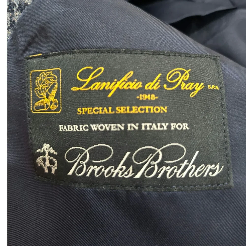 Brooks Brothers Men's Wool Regent Houndstooth Checked Blue Sports Coat Size 42L